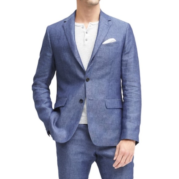 blue linen blazer mens